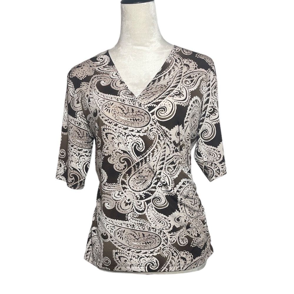 Jones & Co Faux Wrap Blouse